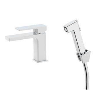 Змішувач для раковини Qtap Gemini (з гігієнічним душем) QTGEM272CRW45691 Chrome/White SD00051815 фото