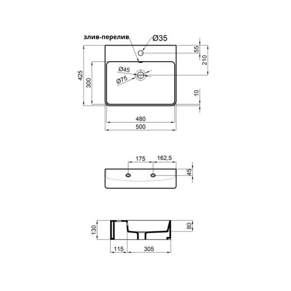 Раковина Qtap Nando 500х420х130 White QT1211K404AWN SD00053084 фото