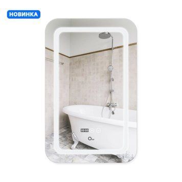 Дзеркало Qtap Mideya (DC-F911) 500х800 з LED-підсвічуванням Touch, з антизапотіванням, з годинником, димером, рег. яскравості QT2078F911W SD00036737 фото