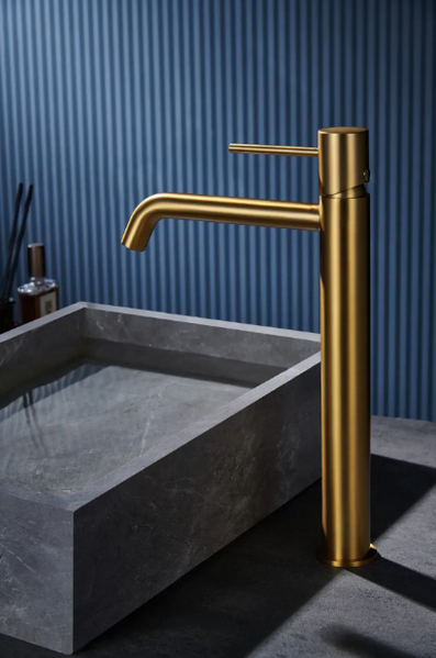 Смеситель для умывальника Imex Monza BRUSHED GOLD высокий, PVD матовое золото(BDM039-3OC) BDM039-3OC фото