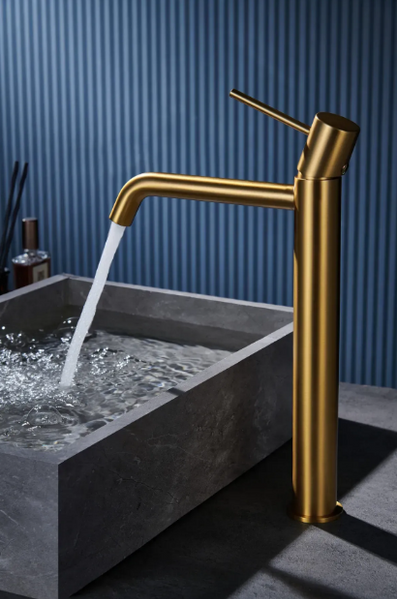 Смеситель для умывальника Imex Monza BRUSHED GOLD высокий, PVD матовое золото(BDM039-3OC) BDM039-3OC фото
