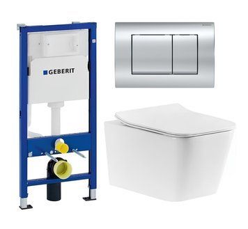 Комплект инсталляции Geberit Duofix с клавишей смыва DELTA30 Хром и подвесного унитаза Devit Linea с крышкой Soft Close (458.103.00.1/115.137.21.1/3040120) 458.103.00.1/115.137.21.1/3040120 фото