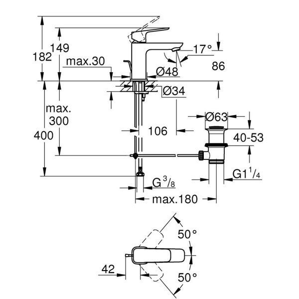 Змішувач для умивальника Grohe Cubeo, одноважільний, S-SiZE, хром (1016940000) 1016940000 фото