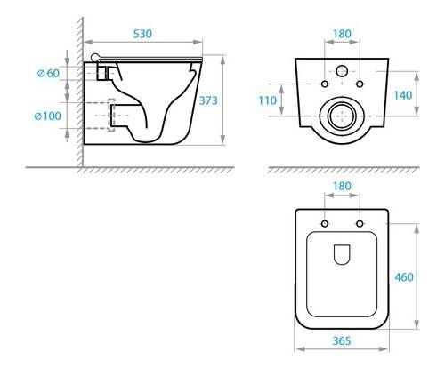 Унитаз подвесной Koller Pool Kvadro Start Tornado с сиденьем Soft Close (KS-0530-QW-MB) KS-0530-QW-MB фото