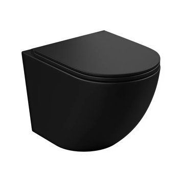 Подвесной унитаз Koller Pool Round Rimless Tornado с сиденьем Soft Close, черный матовый (RN-0520-RQ-MB) RN-0520-RQ-MB фото