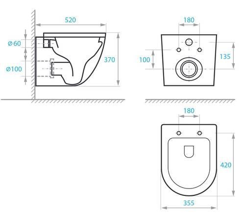 Подвесной унитаз Koller Pool Round Rimless Tornado с сиденьем Soft Close, черный матовый (RN-0520-RQ-MB) RN-0520-RQ-MB фото