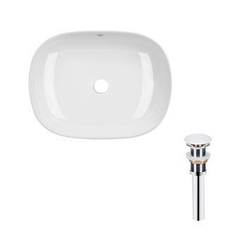 Комплект Qtap Aquarius: Раковина накладная прямоугольная 465x375x115 мм White + Донный клапан PU02 SD00053419 фото