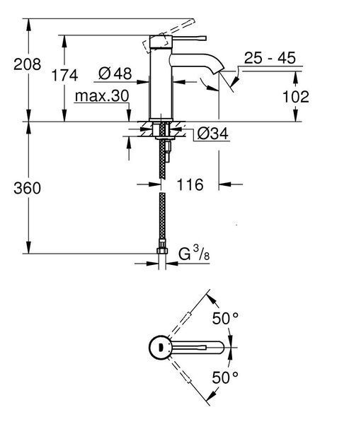 Змішувач для умивальника Grohe Essence New S-Size, чорний (24172KF1) 24172KF1 фото