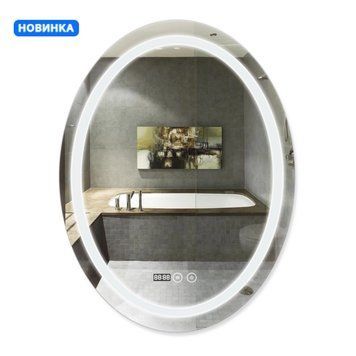Дзеркало Qtap Mideya (DC-F801) 600х800 з LED-підсвічуванням Touch, з антизапотіванням, з годинником, димером, рег. яскравості QT2078F801W SD00034655 фото