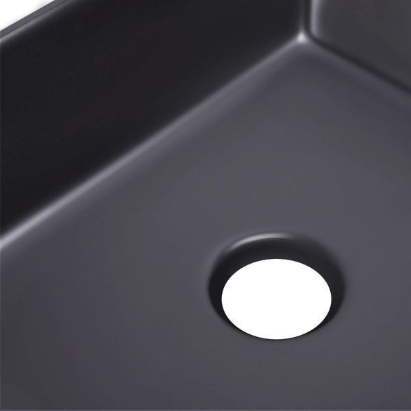 Комплект Qtap Tern: Раковина накладна прамокутна 475х370х140 мм Matt Black + Донний клапан PU03 SD00053424 фото