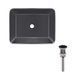 Комплект Qtap Tern: Раковина накладна прамокутна 475х370х140 мм Matt Black + Донний клапан PU03 SD00053424 фото 1