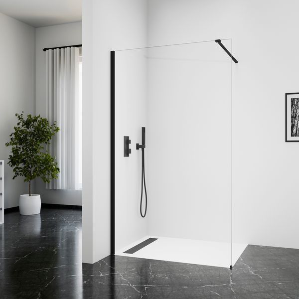 Душевая перегородка Qtap Walk-In Standard BLM2011.C8 100х190 см, стекло Clear 8 мм, покрытие CalcLess SD00051927 фото
