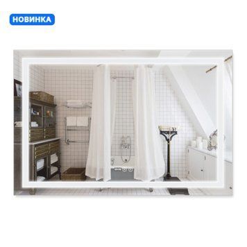 Дзеркало Qtap Mideya (DC-F613) 1200х800 з LED-підсвічуванням Touch, з антизапотіванням, з годинником, димером, рег. яскравості QT2078F613W SD00034659 фото