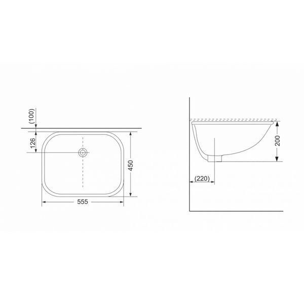 Умивальник Devit QUADRA вбудований під стільницю 555x450x200, білий (1610132) 1610132 фото