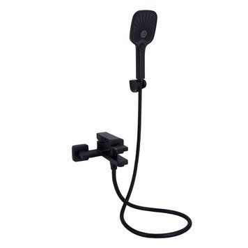 Смеситель для ванны Qtap Gemini (c душевым гарнитуром) QTGEM259BLM45682 Black Matt SD00051806 фото