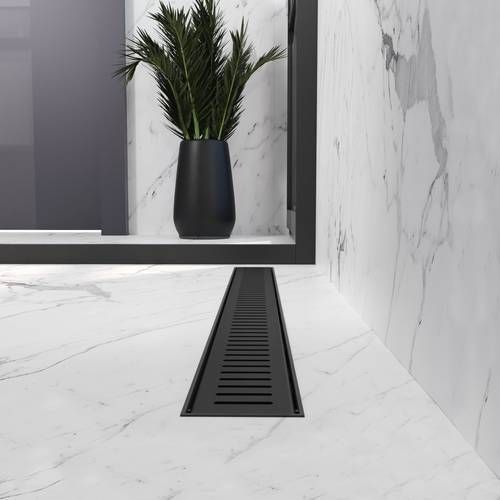 Трап линейный Koller Pool AQUA 80cм и решеткой Line mattblack (AQLMB0800) AQLMB0800 фото