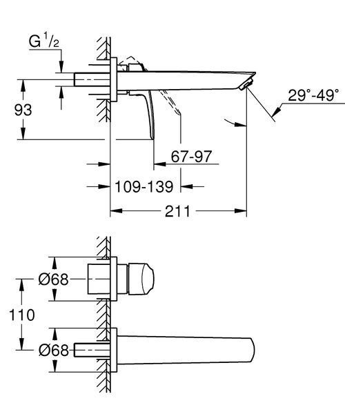 Змішувач для умивальника Grohe Eurosmart New L-Size зовнішня частина, хром (29338003) 29338003 фото