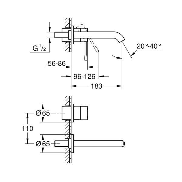 Змішувач для умивальника Grohe Essence M-Size, зовнішня частина, чорний матовий (29192KF1) 29192KF1 фото
