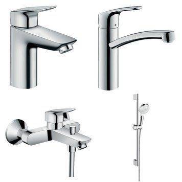 Комплект змішувачів Hansgrohe LOGIS 4 в 1 для ванни та кухні (7110000/7140000/26533400/31806000) 1312019 фото