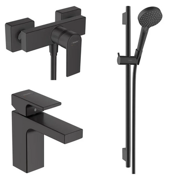 Комплект змішувачів Hansgrohe VERNIS SHAPE 3 в 1 для душу, раковина 100, чорний матовий (71561670/71650670/26423670) 71561333 фото