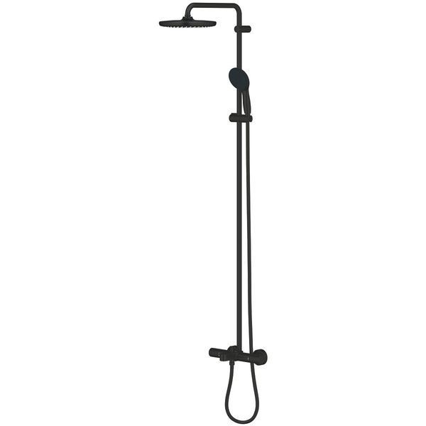 Душова система Grohe Tempesta System 250 с термостатом для ванни, чорна матова (266722431) 266722431 фото