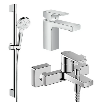 Комплект змішувачів Hansgrohe VERNIS SHAPE 3 в 1 для ванни, раковина 100, хром (71561000/71450000/26533400) 71561111 фото