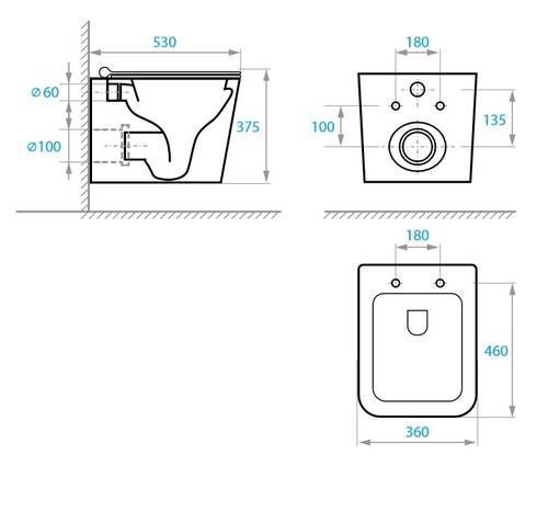 Комплект підвісного унітазу з кришкою Koller Pool Kvadro Rimless та інсталяції Grohe Rapid SL 4в1 (3884000G/38732000/KR-0530-RW) 3884000G/38732000/KR-0530-RW фото