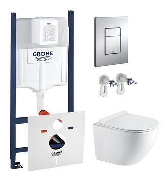 Комплект подвесного унитаза с крышкой Koller Pool Round Rimless Tornado 3.0 и инсталляции Grohe Rapid SL 4в1 (3884000G/38732000/RN-0520-RQ3) 3884000G/38732000/RN-0520-RQ3 фото