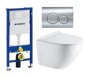 Комплект инсталляции Geberit Duofix с клавишей смыва DELTA20 Хром и подвесного унитаза Koller Pool Round Smart Tornado 3.0 с крышкой Soft Close (458.103.00.1/115.127.21.1/RN-0490-RQ3) 458.103.00.1/115.127.21.1/RN-0490-RQ3 фото