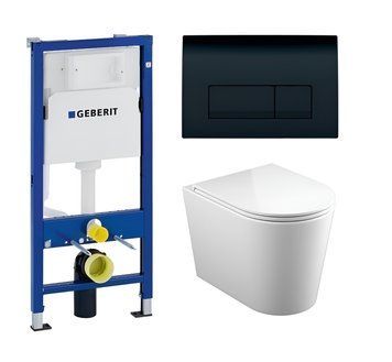 Комплект инсталляции Geberit Duofix с клавишей смыва DELTA50 черный матовый и подвесного унитаза Koller Pool Orion Tornado 3.0 с крышкой Soft Close (458.103.00.1/115.119.14.1/RN-0515-RQ3) 458.103.00.1/115.119.14.1/OR-0515-RQ3 фото