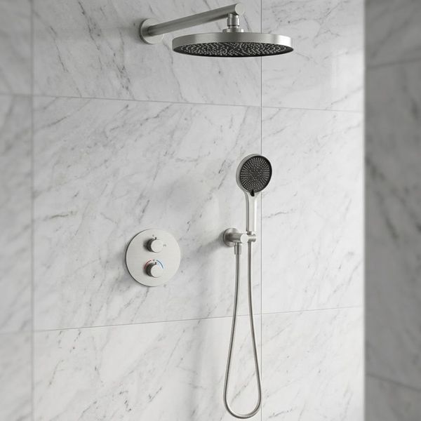 Душова система Devit Flow прихованого монтажу, для душу, з термостатом, brush nickel (D117125011111BN) D117125011111BN фото