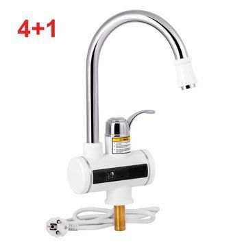 Акційний набір Lidz Warm (4+1): Проточний кран-водонагрівач кухонний (95 00 058) White / Chrome SD00053498 фото