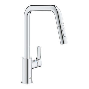 Змішувач для кухні Grohe EuroSmart одноважільний, висувний, 2-струменевий, хром (30619000) 30619000 фото