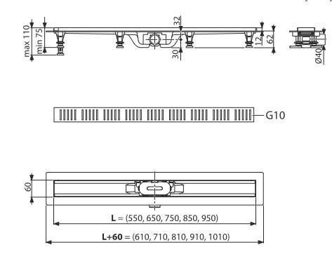 Душевой канал Koller Pool 750, комбинированный (G10-750/APZ10-750M) G10-750/APZ10-750M фото