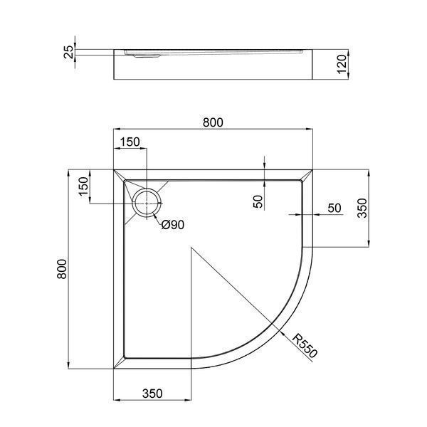 Душевой поддон Qtap Robin 308812C 80x80x12 см + сифон SD00046984 фото