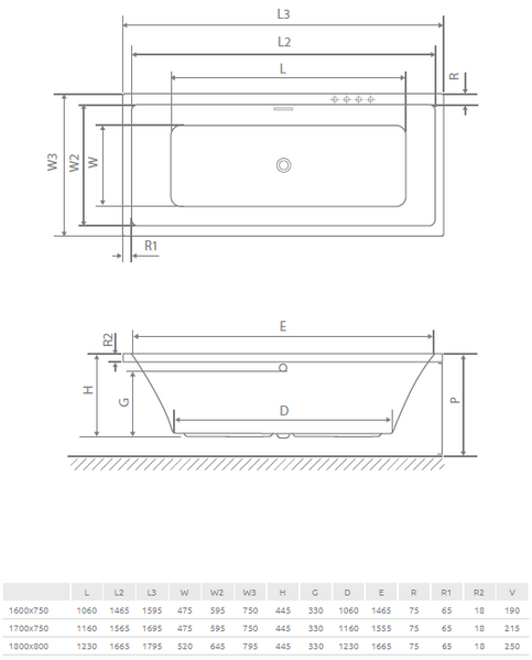 Ванна акрилова Radaway Tiana 170x75см, з ніжками, білий (WA1-52-170x075) WA1-52-170x075 фото