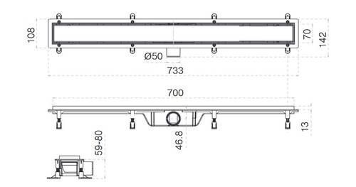Душевой канал Koller Pool Aqua Grace 700 мм, сухой (AQG0700) AQG0700 фото