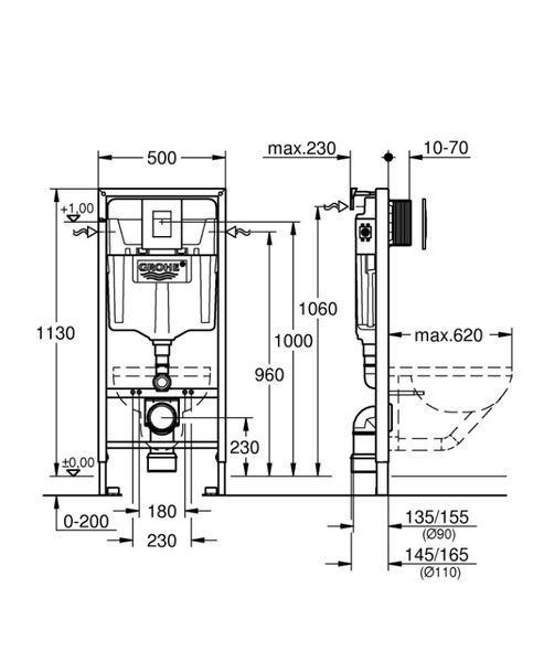 Інсталяція для унітазу Grohe Rapid SL 3в1 з клавішею змиву та кріпленнями (39939000) 39939000 фото