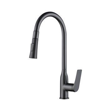 Смеситель для кухни Qtap Vlasta New с выдвижным изливом QTVLA344GMB45647 Gunmetal Black PVD SD00051771 фото
