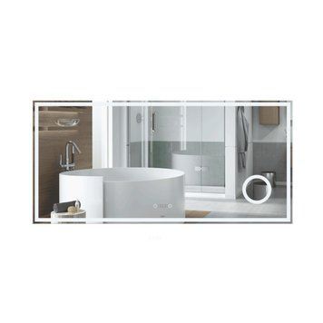 Дзеркало Qtap Stork 1400х700 з LED-підсвічуванням Touch, лінза, цифровий годинник, димер, рег. яскравості QT1578142270140W SD00045744 фото