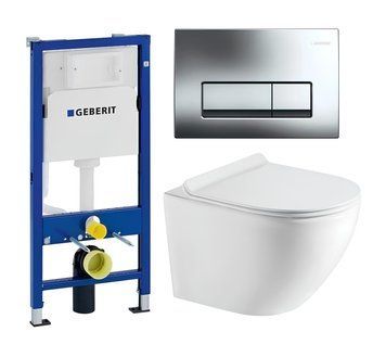 Комплект инсталляции Geberit Duofix с клавишей смыва DELTA50 Хром матовый и подвесного унитаза Koller Pool Round Smart Tornado 3.0 с крышкой Soft Close (458.103.00.1/115.119.46.1/RN-0490-RQ3) 458.103.00.1/115.119.46.1/RN-0490-RQ3 фото
