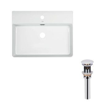 Комплект Qtap Nando LT: Раковина подвесная прямоугольная 600х440х130 мм White + Донный клапан PU02O SD00053450 фото