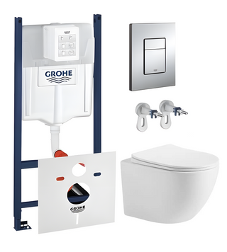 Комплект підвісного унітазу з кришкою Devit Lite Vortex Flush та інсталяції Grohe Rapid SL 4в1 (UA3873200A/3884000G/38732000/3303033) UA3873200A/3884000G/38732000/3303033 фото