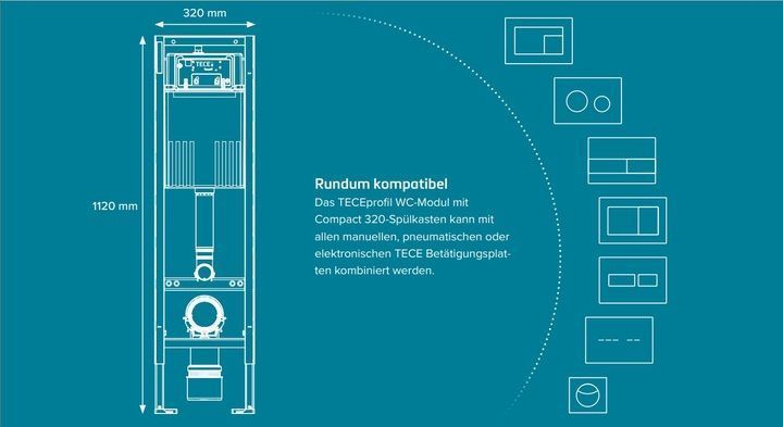 Інсталяція для унітазу TECEprofil Compact 320мм, висота 1120 мм (9300600) 9300600 фото