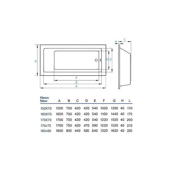 Ванна акрилова Koller Pool Neon New 170х70, білий (1216260130) 1216260130 фото