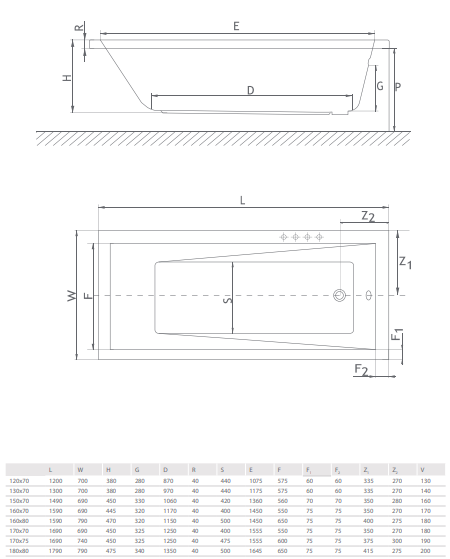 Ванна акриловая пристінна Radaway MIRELLA 170x75см, с ножками и сифоном, белый (WA1-48-170x075S) WA1-48-170x075S фото
