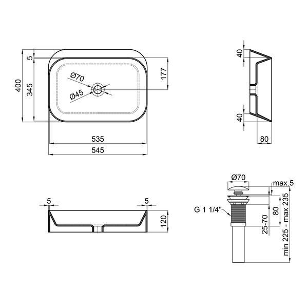 Раковина-чаша Qtap Scorpio 550х390х120 White с донным клапаном QT14112243W SD00043842 фото