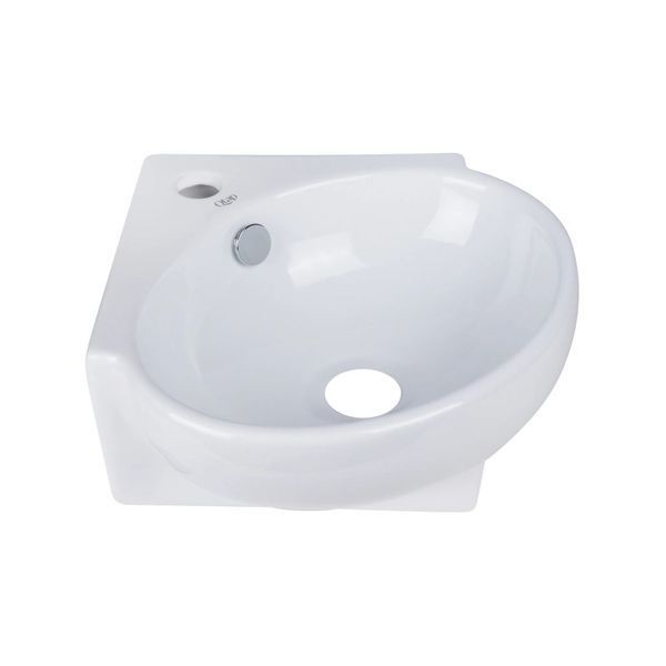 Комплект Qtap Leo N: Раковина подвесная угловая овальная 380x360x130 мм WHITE + Донный клапан PU02O SD00053455 фото