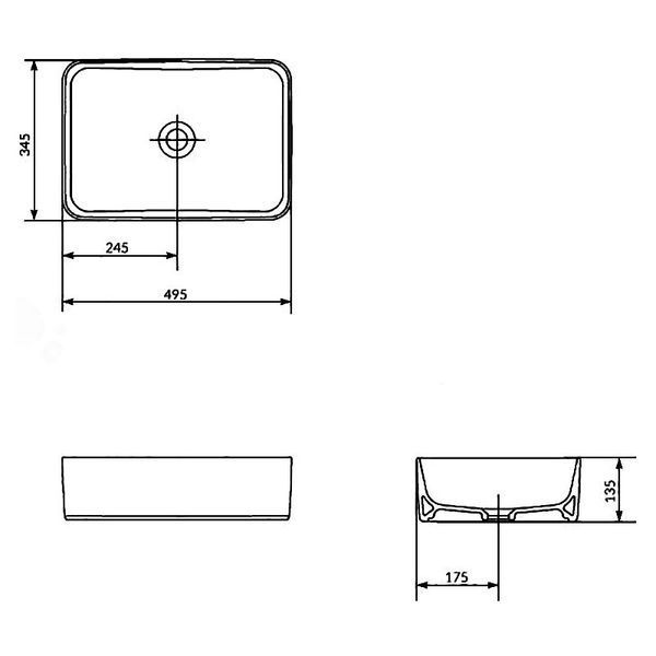 Умивальник Cersanit Crea на стільницю прямокутна 495x345, білий (K114-001) K114-001 фото