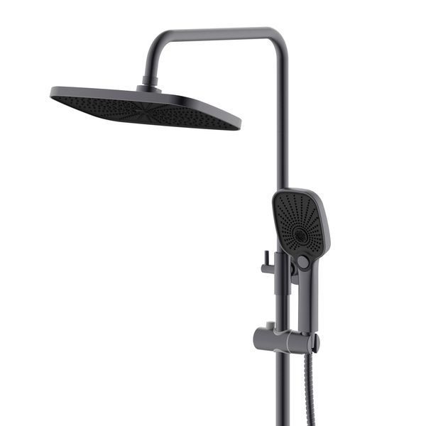 Душова система універсальна Qtap Gemini на три споживача (з виливом) QTGEM111GMB45688 Gunmetal Black PVD SD00051812 фото